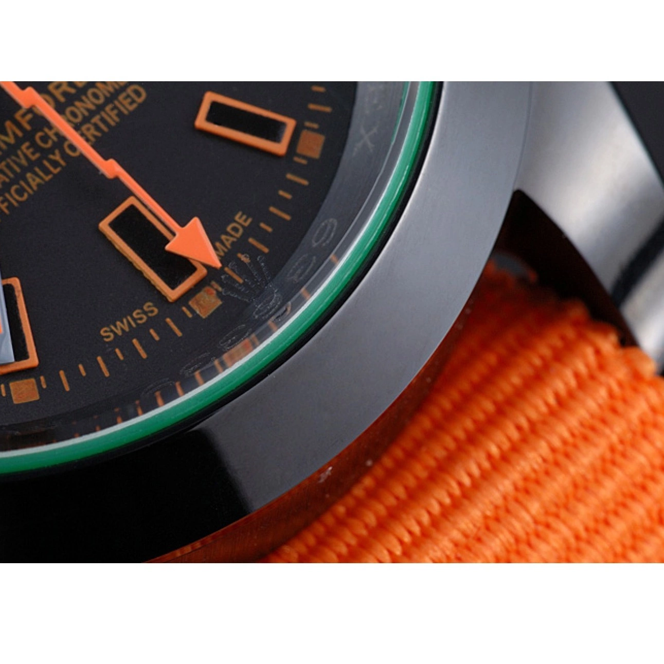 AAA replica watch 622003 Orange Rolex Strap Nylon Milgauss Bamford 0728
